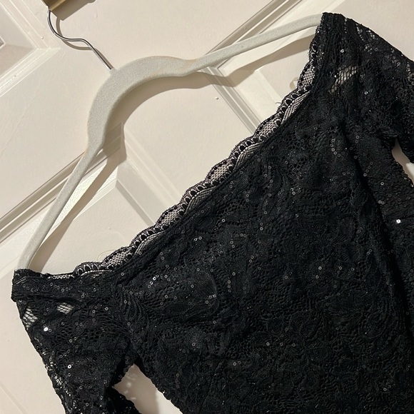 Crystal Doll Black Lace & Sequin Spandex Dress - Size Small.  NWT - Picture 2 of 8